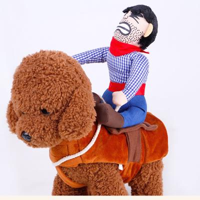 China Sustainable cartoon pet cowboy riding costume pet supplies costume cospaly dog ​​clothes for sale