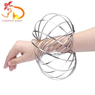 China New 3D Creative Game Fun Spring Toy Shaped 304 Stainless Steel Magic Ring Flow Ring for sale