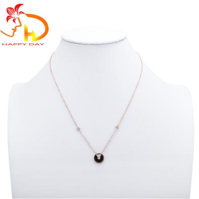 China Treasure Classic Titanium Steel Circle Roman Pendant Rose Gold Plated Necklace With Crystal Jewelry Female for sale