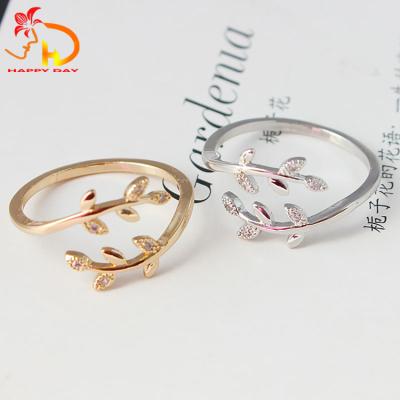 China Classic Best Price Special Design Woman Rose Gold Silver Leaf Ring for sale