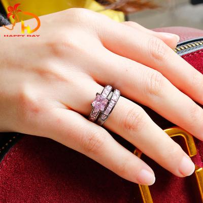 China Manufacturer Sale Custom Finger Ring Designs Woman Luxury Big Classic Pink Stone Rings for sale