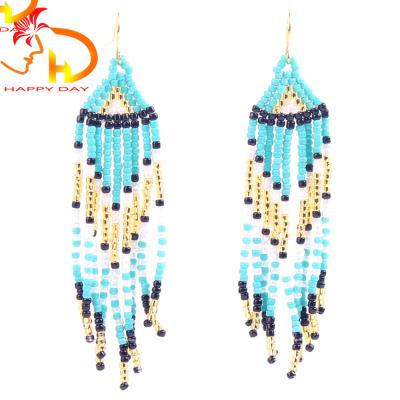 China 2018 hot classic style seed bead tassel earring long beaded earrings handmade beads for sale