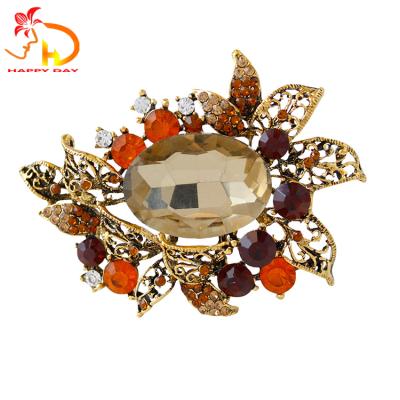 China Beautiful classic hot sale unique design woman flower leaves hijab pin brooches for sale