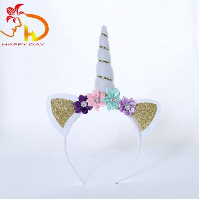 China Gold European and American Fashionable Horn Band Hair Style Unicorn Animal Headband for Party for sale