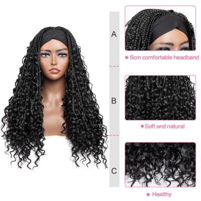 China Beautiful/breathable long curly hair three strand braids European and American synthetic dirty braids wigs crochet hair wigs headband wig for sale