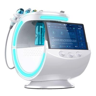 China Multifunction Smart Ultrasonic RF Wrinkle Remover Ice Blue Aqua Skin Scrubber Dermabrasion With Skin Analysis System for sale