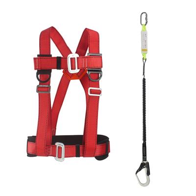 China Factory Direct Hot Selling Aerial Work Half Waist Elastic Mountaineering Safety Harness With Shock Absorbing Single Lanyard for sale