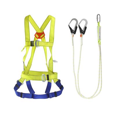 China High Quality Polyester Best Price Belt Climbing Protect Full Body Safety Harness Safety Harness With Lanyard for sale