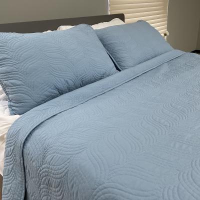 China Factory Sales Light Custom Bedspread Directly Embroidered Stitch Grain Pattern 3pcs Bedspread Set for sale