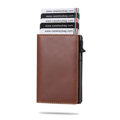 China 2021 New Secruty RFID Wallet RFID Tracker Multifunction Apple Aluminum Case Airtag RFID Protection Credit Card Leather Holder for sale