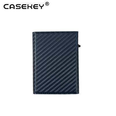 China 2021 Extra Slim Luxury Carbon Card Holders Casekey RFID Zipper Coin Huge Capacity Wallet Purses for sale