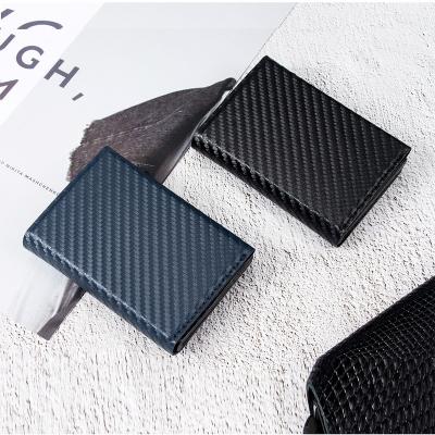 China 2021 Men's Long RFID Wallet Metal rfid Credit Business Card Holder Carbon Fiber Smart Money Purse for sale