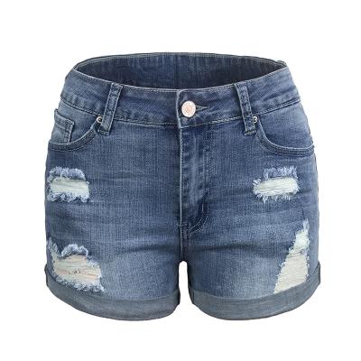 China Color Fade Proof Casual Knitted Jeans Denim Pants Drawstring Pull On High Flexibility Cotton Women Elastic Pants Plus Size Shorts for sale