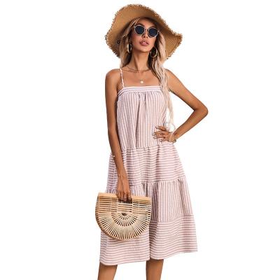 China Women's Summer Breathable Maxi Beach Dress Braces Skirt XYG-D03-42 for sale