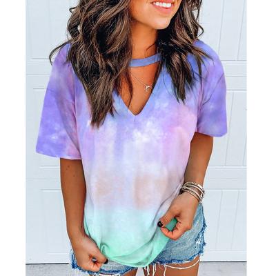 China China Manufacturer Viable Short Sleeve New Tie Dyed Casual Women Plus Size T Shirts Oversized for sale