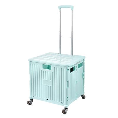 China Multifunctional Rolling Folding Trolley Easy Folding Shopping Cart Durable 360 ​​Degree Rotation 4 Wheels With 3 Stage Telescopic Handle for sale