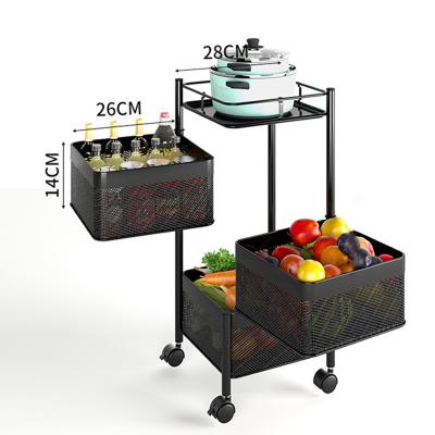 China Rotating Kitchen 3 Tier Rotating Vegetable Rack Organizer Shelf Trolley Cart Sustainable Kitchen Storage Rack for sale