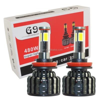 China Fit for Car and Truck G9 10-48V 4 Sides 4 Faces COB High Power Truck Led Headlight 12000LM H8 H9 H11 Led Headlight Car for sale