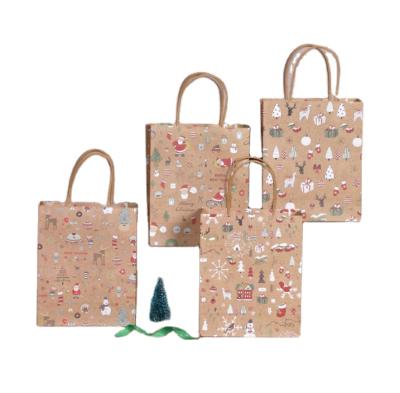 China New Style Christmas Series Recyclable Handheld Gift Bag Yellow Kraft Paper Bag For Merry Christmas for sale