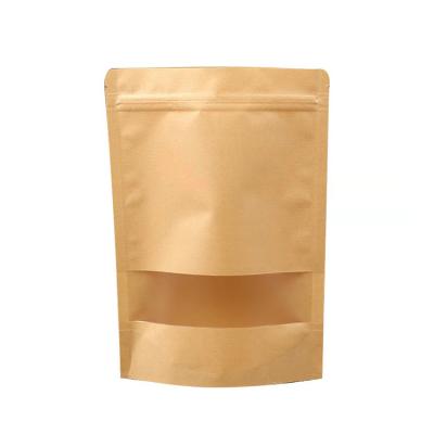 China Disposable Brown Window Packaging Paper Food Wrapping Bag Vertical Zipper Bag Transparent White Paper Bag for sale