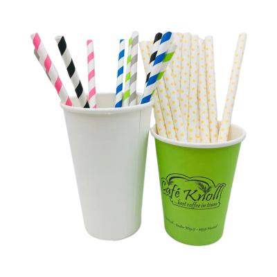 China Disposable Custom Printed Colorful Paper Wrapped Biodegradable Disposable Straw Drinking Straw for sale