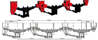 Chine 2 centre triple 230 1300mm de suspension de remorque d'Axle Truck 9CM semi à vendre