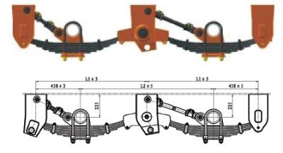 China 3 Axle Heavy Duty Trailer Suspension 90mm Tridem ODM for sale