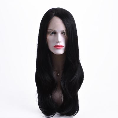 China Good Quality Silky Straight Kinky Straight Aishili Lace Front Preplucked Synthetic Wigs For Black Women for sale