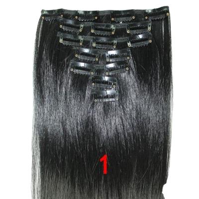 China Wholesale Silky Straight Wave Chemical Fiber High Temperature Silk Clip In Long Hair Solid Color Straight Hair 7 Pieces Seamless Wig for sale