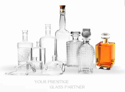 China OEM Whiskey Glass Bottle Hot Stamping Decorative Whiskey Bottles for sale