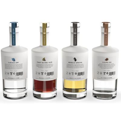 China Partial Coated Luxury Spirits Bottle 880G Half Transparent 750ml Vodka Bottle for sale