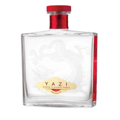 China 1200G Transparent Empty Vodka Bottle 23MM Square Rum Bottle for sale