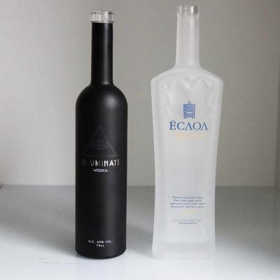 China Wodka-Gin Unique Premium Frosted Glass-Flasche mit Siebdruck zu verkaufen