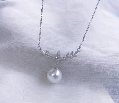 China 1575P 11-12mm Real CLASSIC Natural Freshwater Pearl Necklace With 925 Sterling Silver With Pendant Necklace Gold Plated Merry Christmas for sale