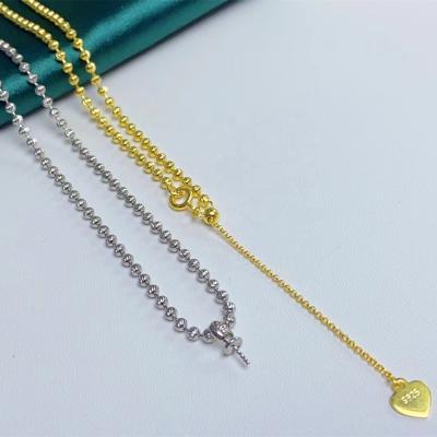 China CLASSIC 39N 50cm About 20inches Length 925 Sterling Silver Manufacturer Chain With Gold Plated Necklace for sale