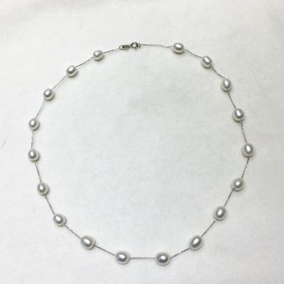 China CLASSIC 6-7mm 18 inch Freshwater Pearl 925silver Rice Shape Necklace Modern Pearl Necklace for sale