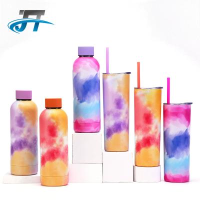 China 2022 New Design Sustainable Stainless Steel Mouth Insulation Cups Small Creative Tie-dye Color Straight Straw Cup for sale