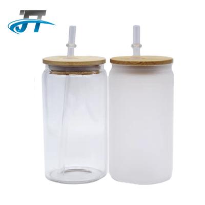 China Viable wholesale sublimation frosted glass tumbler 16 oz sublimation glass tumbler box tumblers for sale