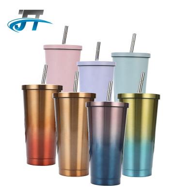 China New Design 20 Oz Double Wall Metal Stainless Steel Empty Sustainable Steel Insulated Coffee Tumbler With Straw for sale