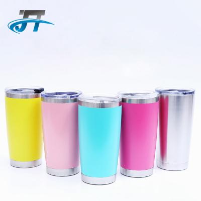 China Wholesale 20oz Double Wall 600ml 304 Stainless Steel Viable Color Powder Coating Regular Tumbler Car Travel Mugs for sale