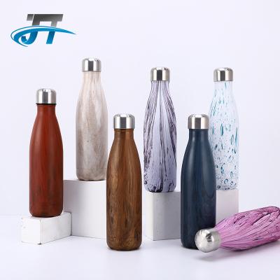 China 17 Ounce Sustainable Eco Friendly Stainless Steel Cola Insulated Bottles Vacuum Thermal Sports Water Bottle Wood Grain Keep Cold 12hours for sale