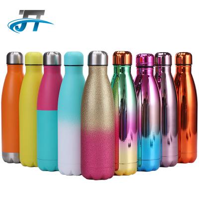 China PORTABLE double wall thermal vacuum flask insulated outdoor sports drink cola shaped 18/8 stainless steel water bottles with custom logo for sale