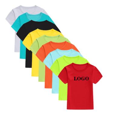 China 2021 Custom QUICK DRY Short Sleeve Logo Printing Polyester 100% Children Plain White Kids Baby Boy T-shirts for sale