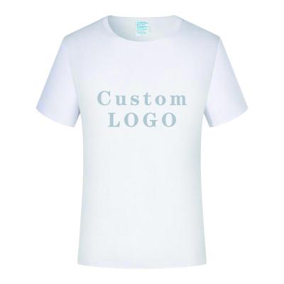 China Anti-Wrinkle Sublimation Blanks T Shirts 100% Polyester T-Shirt With Logo For Men Women Kids Custom Logo Printed Plain Loose White T-shirt for sale