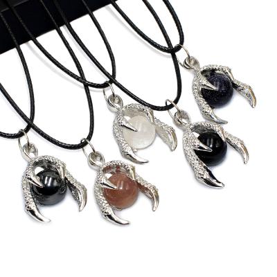 China New Hiphop Fashion Eagle Claw Crystal /Obsidian Necklace Couples Pendant Necklace for sale