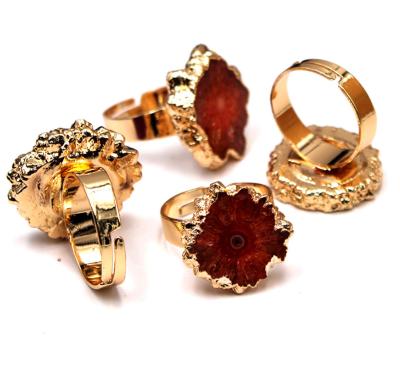 China Trendy Wholesale Fashion Natural Stone Ring Opening Adjustable Crystal Flower Stain Ring for sale