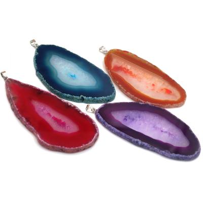 China Wholesale Natural Europe Agate Slice Landscape Piece Necklace Wind Chime Pendant Pendant for sale