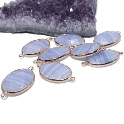 China Wholesale Double Luck Spot Natural Agate Charm Gemstone Joint Pendant Bracelet for sale