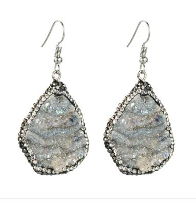 China Eardrop Customized Natural Stone Wholesale Crystal Bud Rhinestone DIY Support Earrings for sale