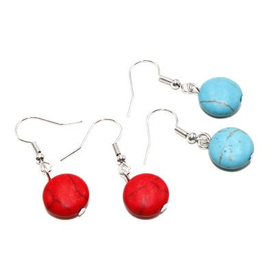 China Wholesale Trendy Spot Artificial Turquoise Red/Green Fashion Ladies Popular Earrings Couple Earrings for sale